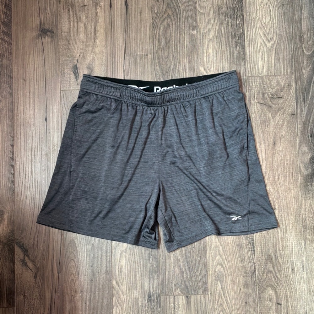 Reebok Mens XL Athletic Shorts Heather Grey Space Dye Training Gym‎ RN117927
